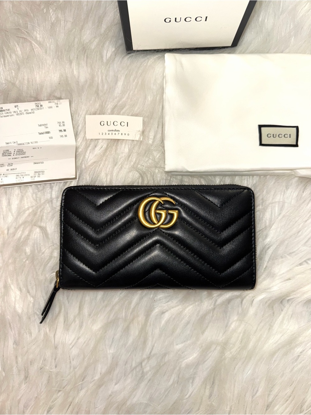 Gucci GG Marmont Black Quilted Leather Zip Wallet - Picture 7 of 10